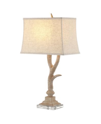 Antler 29.5" Rustic Resin/Crystal LED Table Lamp, Beige/Clear