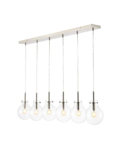 Подвесной светильник Jonathan Y Harlow 40.5" 6-Light Modern Contemporary Round Glass/Iron LED, Nickel/Clear