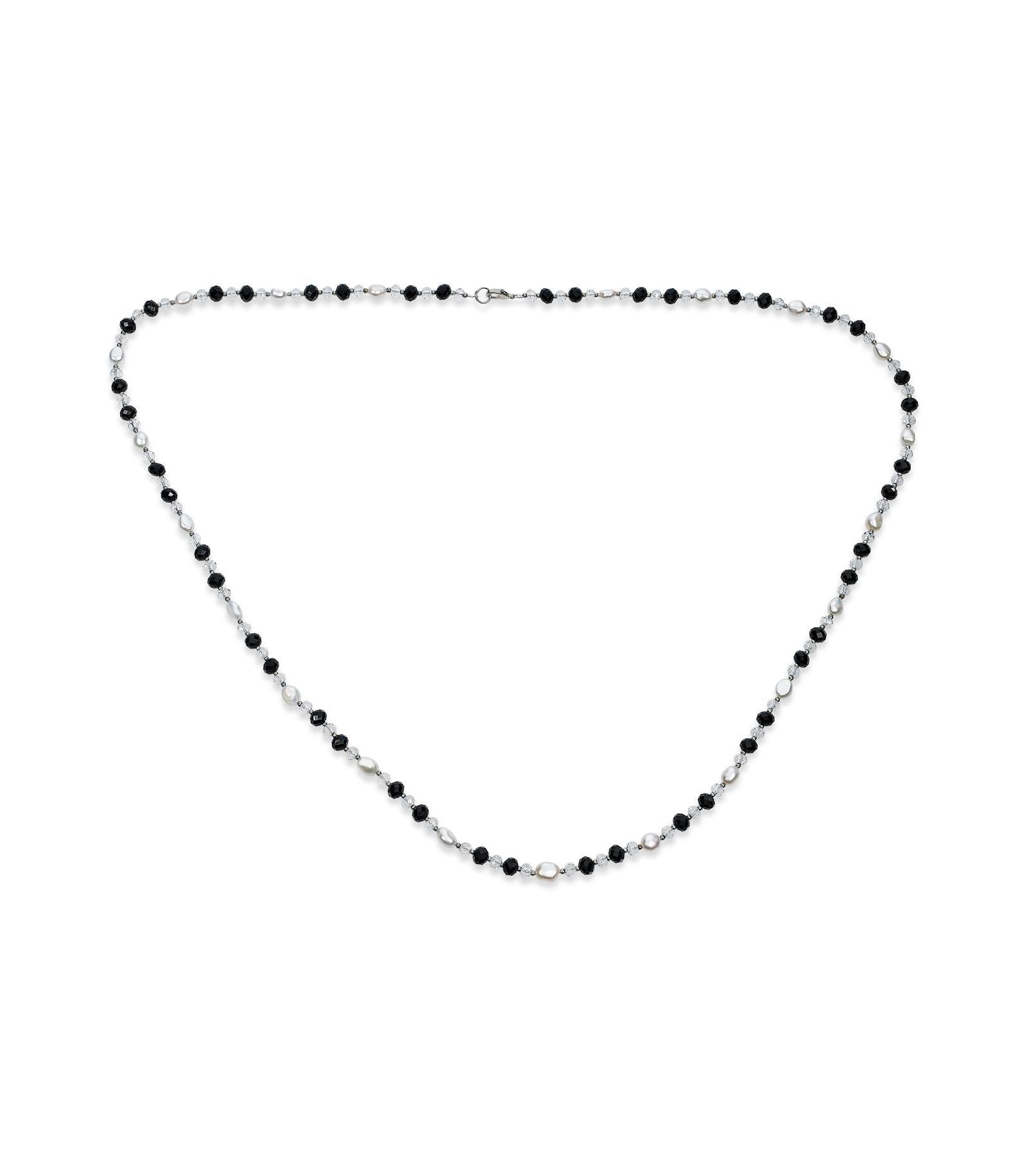 Ожерелье Bling Jewelry с длинным черно-белым кристаллом и речным жемчугом 40 Inch