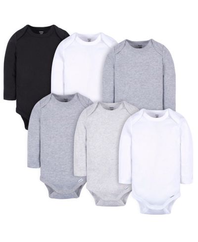 Боди Gerber Baby Girls Long Sleeve 6-Pack White/Black Variety