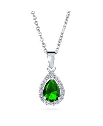 Bling Jewelry ожерелье с кулоном рубин CZ, 5CT, покрытие серебром