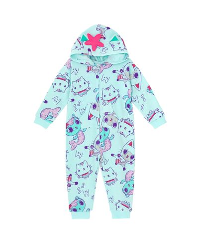 Dreamworks Gabby's Dollhouse Girls Pandy Paws Cakey Cat MerCat Fleece Zip Up Coverall to