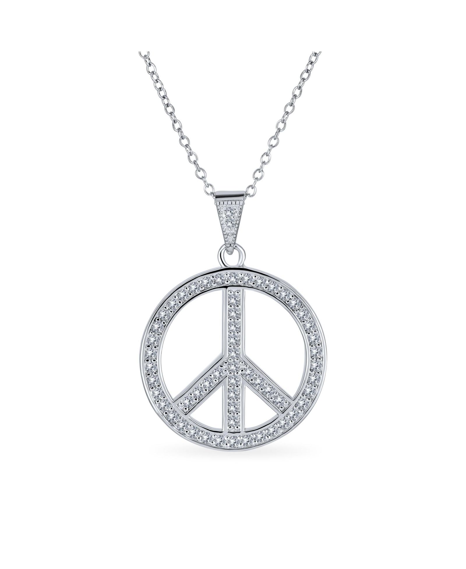 Bling Jewelry кулон Peace Sign из серебра с камнями CZ