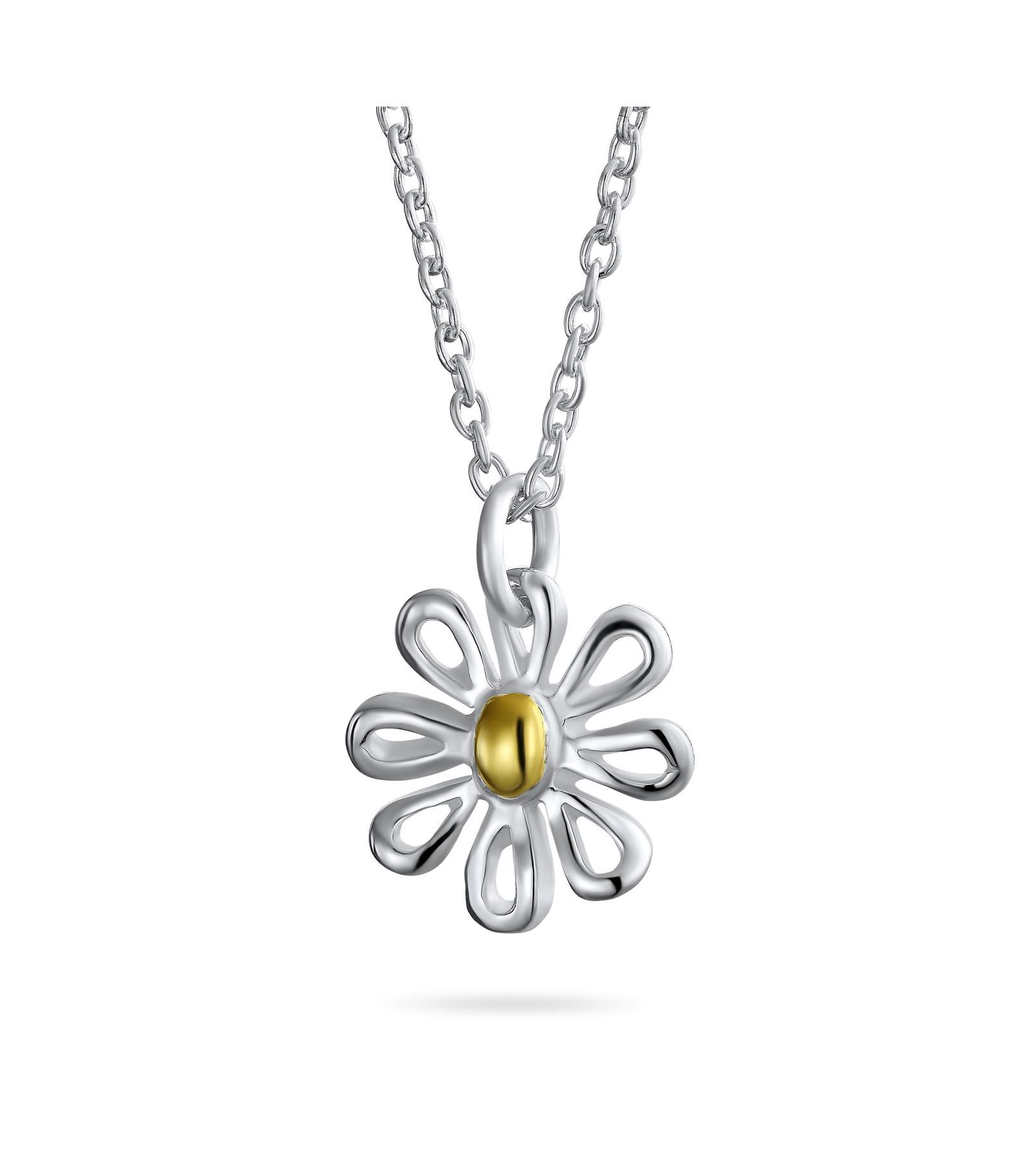 Bling Jewelry ожерелье с кулоном Sunflower Daisy из золота и стерлингового серебра
