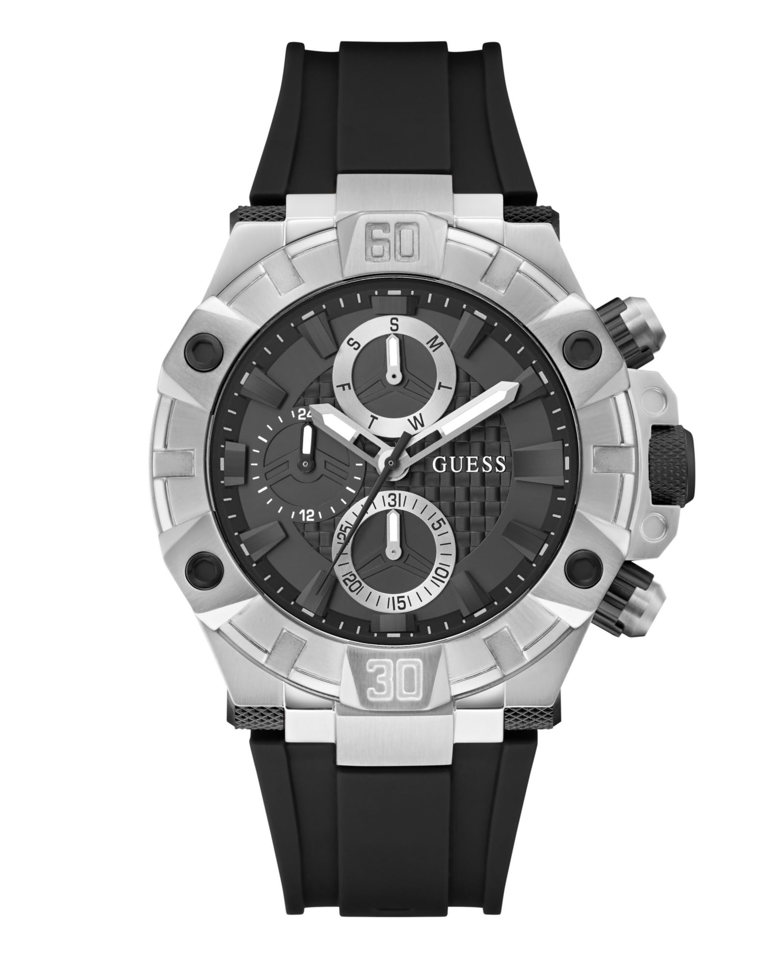 GUESS Мужские Multi-Function Black Silicone Watch 46mm