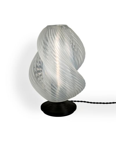 Gema 13.5" Mid-Century Coastal Plant-Based PLA 3D Printed Dimmable LED Table Lamp, Dark Smoke/Black