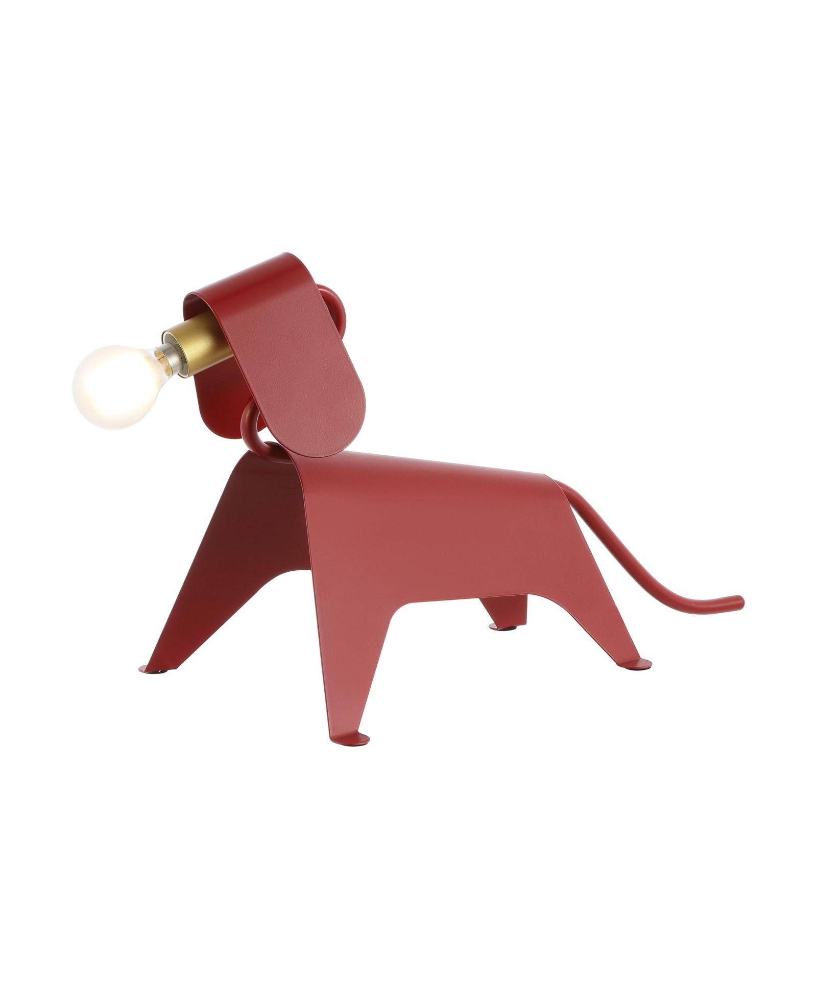 Rover 10" Modern Industrial Iron Canine LED Kids' Lamp, Red
