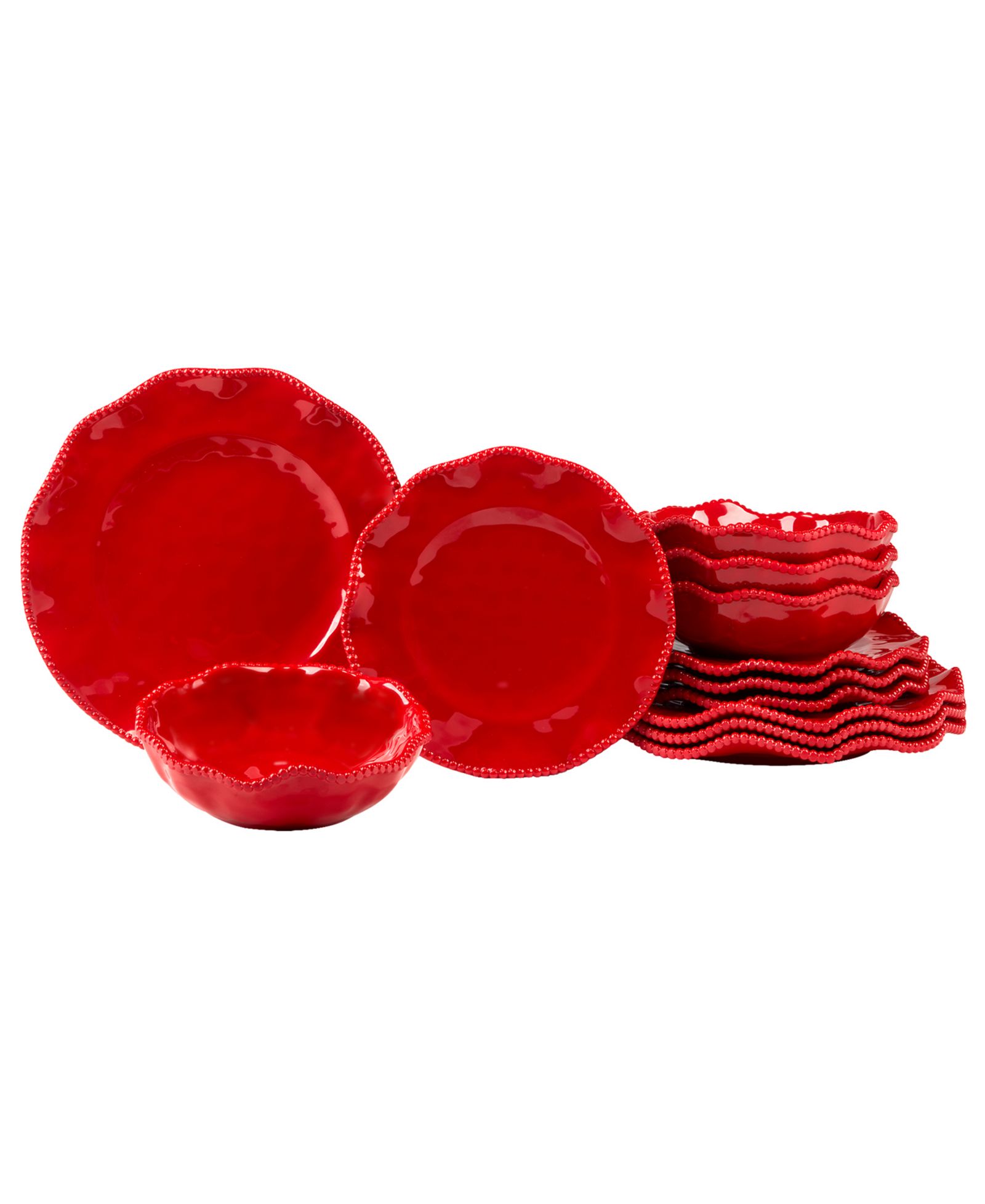 Certified International набор столовой посуды Perlette Red, меламин, 12 предметов, на 4 персоны