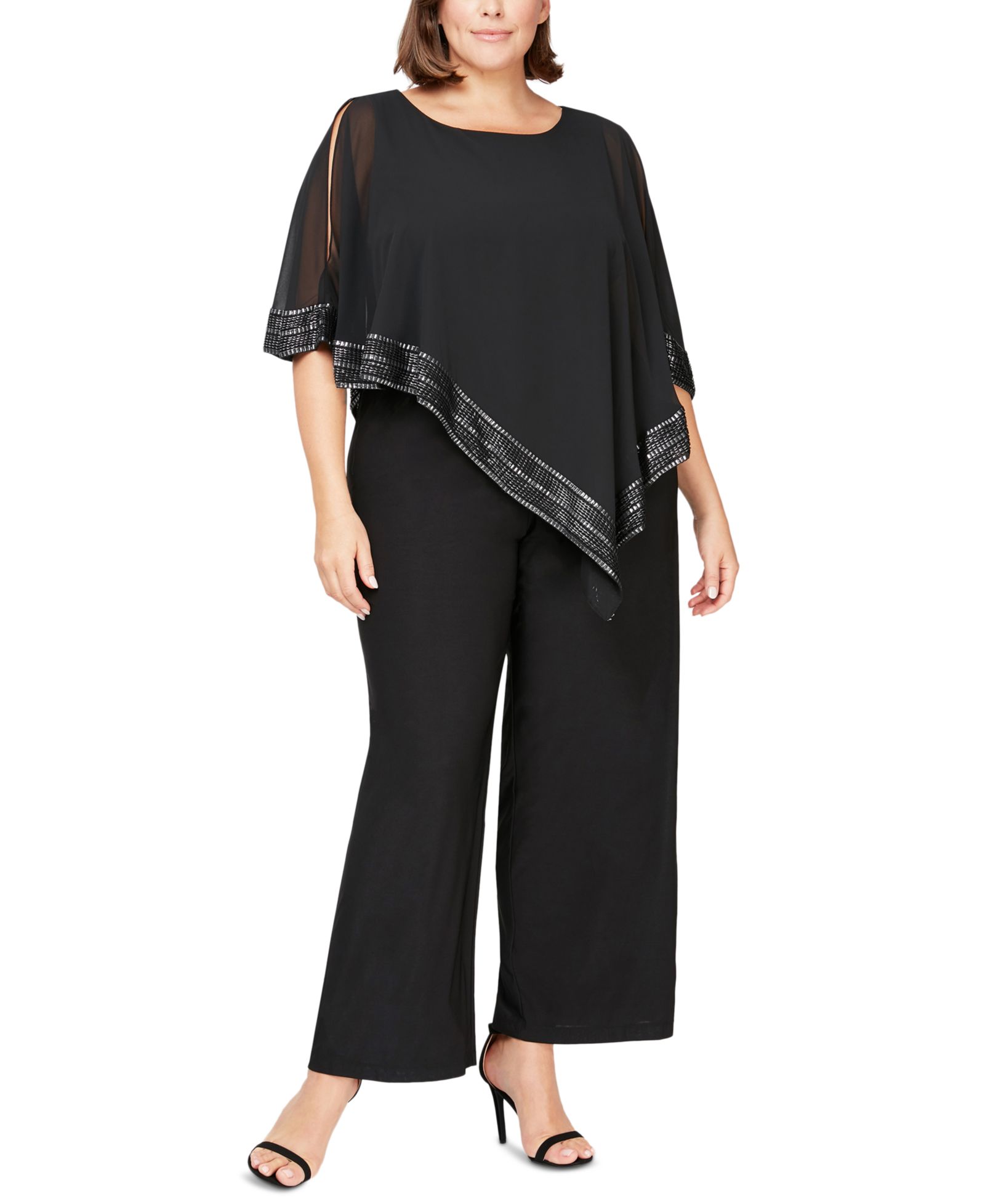 SL Fashions Plus Size Asymmetrical-Overlay Jumpsuit