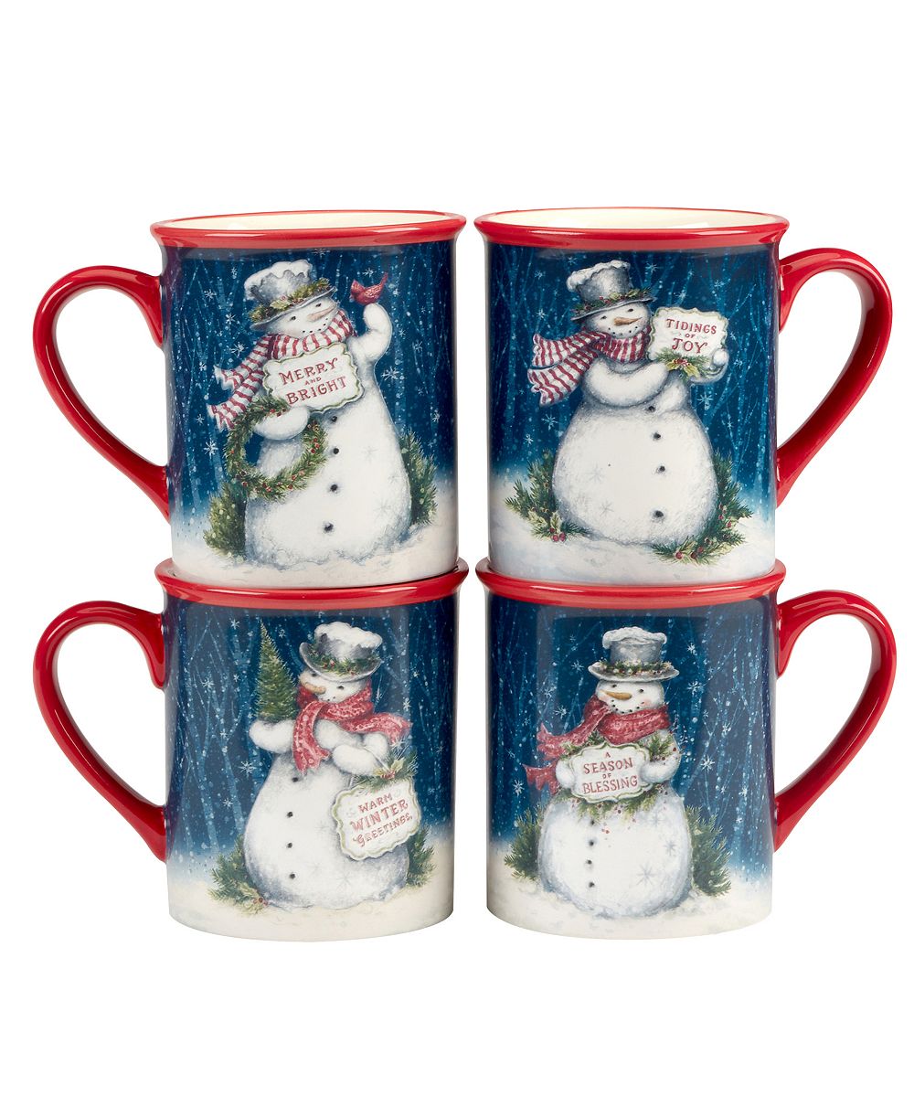 Certified International Snowman Greetings кружки, набор из 4 штук