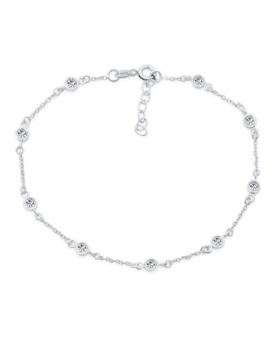 Bling Jewelry Элегантный браслет на ногу с кубическим цирконием CZ By The Inch,.925 Sterling Silver, регулируемый