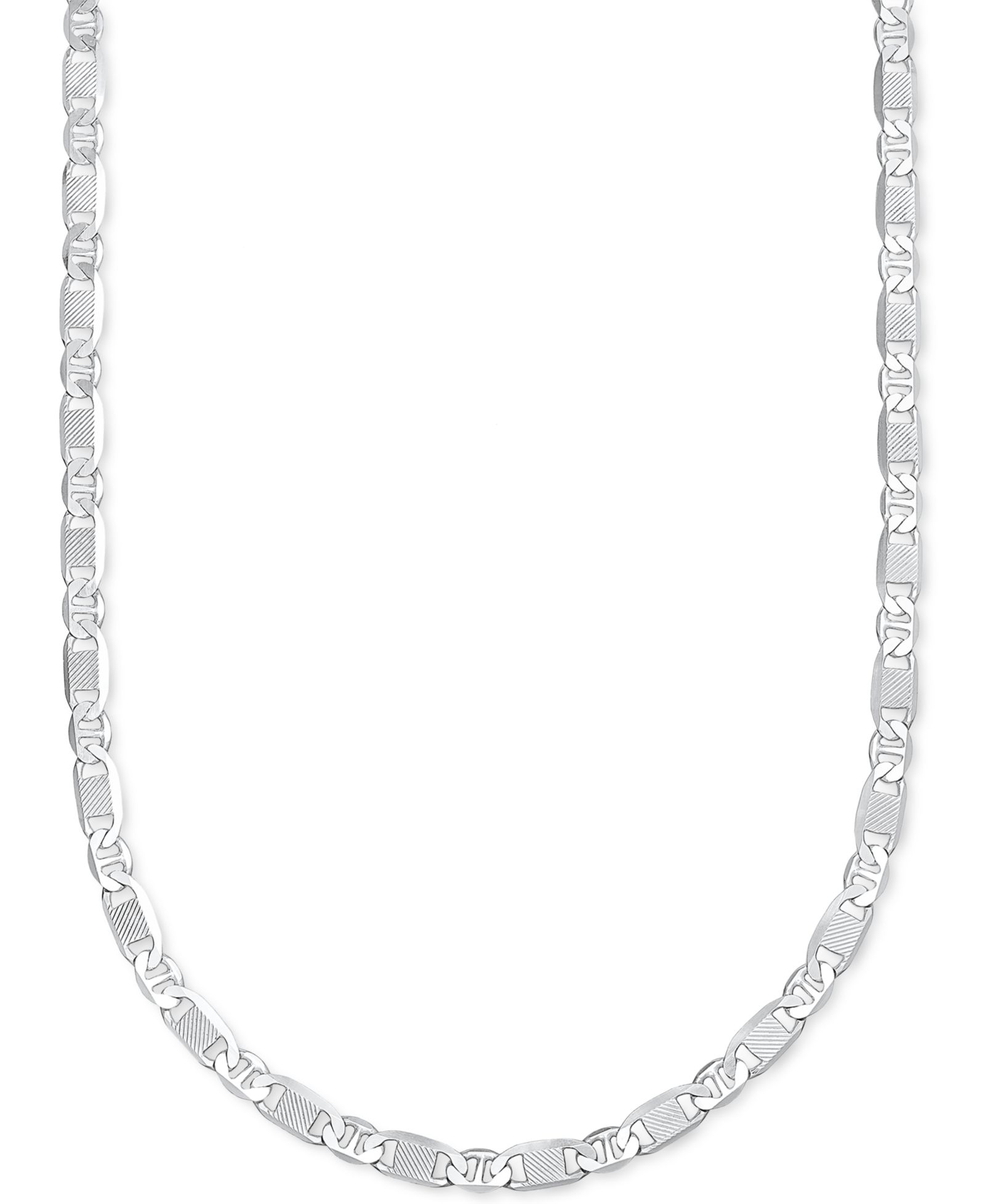 Мужская цепь-ожерелье Italian Silver Textured Mixed Mariner Link 22" из позолоченного стерлингового серебра