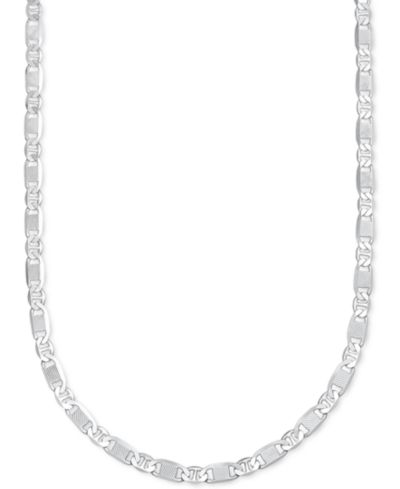Italian Silver Men's Textured Mixed Mariner Link 22" Chain Necklace in 14 Gold-plated Sterling Silver
