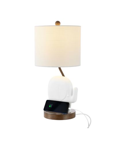 Ellie 20.25" Bohemian Designer Iron/Resin Elephant LED Kids' Table Lamp with Phone Stand and USB Charging Port