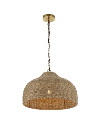 Подвесной LED светильник Eliza 20" Coastal Bohemian Rattan/Iron Dome, Brown/Brass Gold