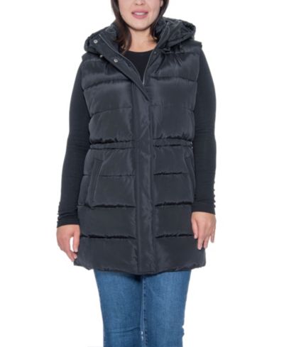 Sebby Collection Plus Size Puffer жилет с завязками на талии