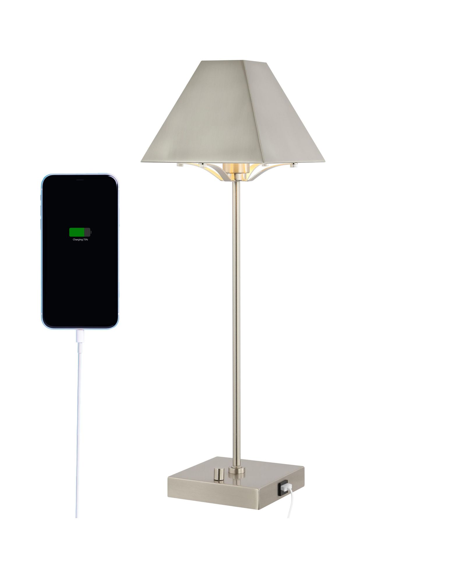 Ruthen индустриальная настольная LED лампа с USB-портом, никель