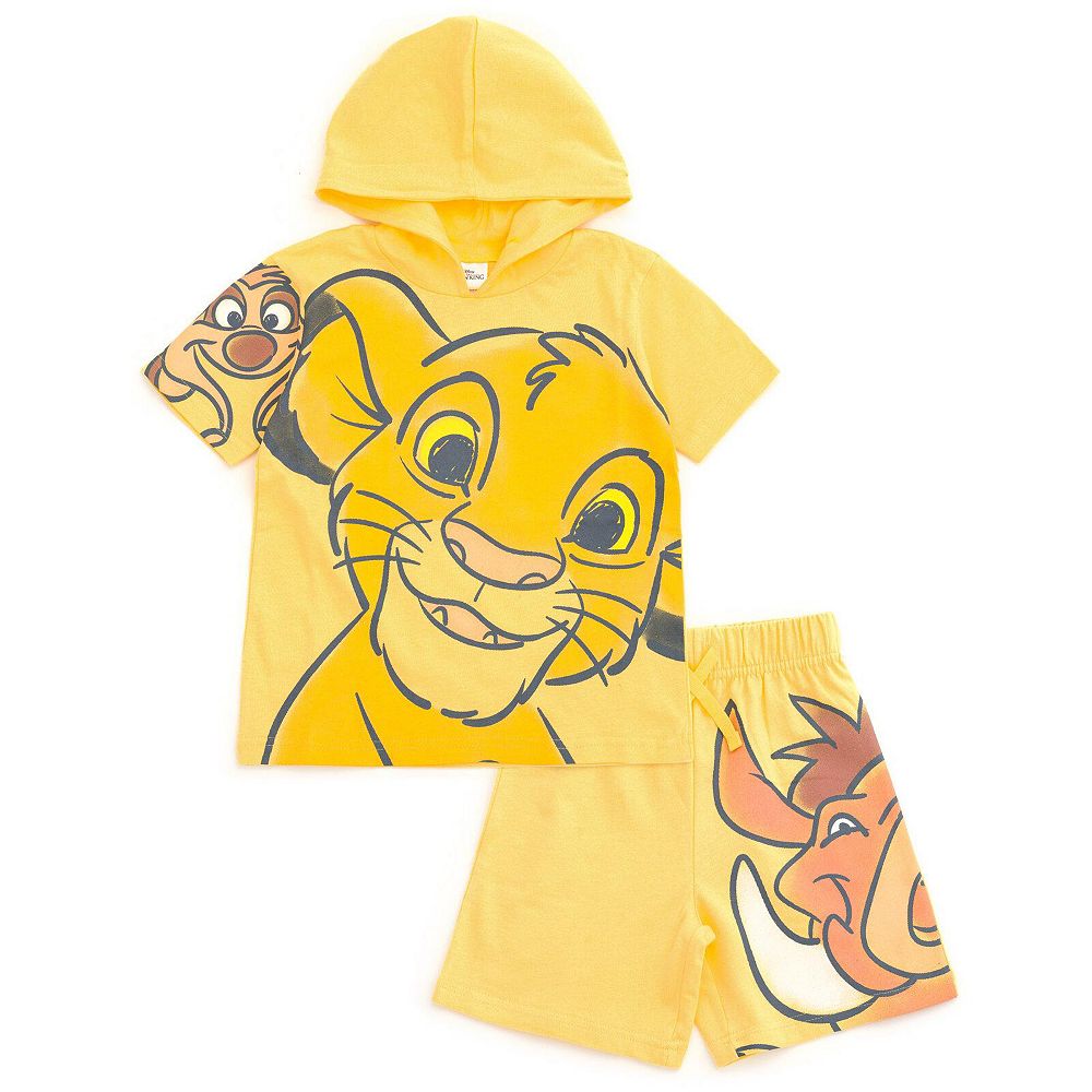 Lion King Toddler Boys (2T-4T) Cosplay Hooded Pullover Shirt and French Terry Shorts Outfit