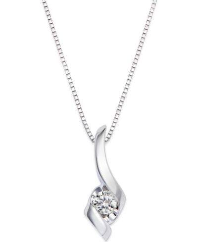 Sirena Diamond Swirl Pendant Necklace in 14k White Gold (1/10 ct. t.w.)