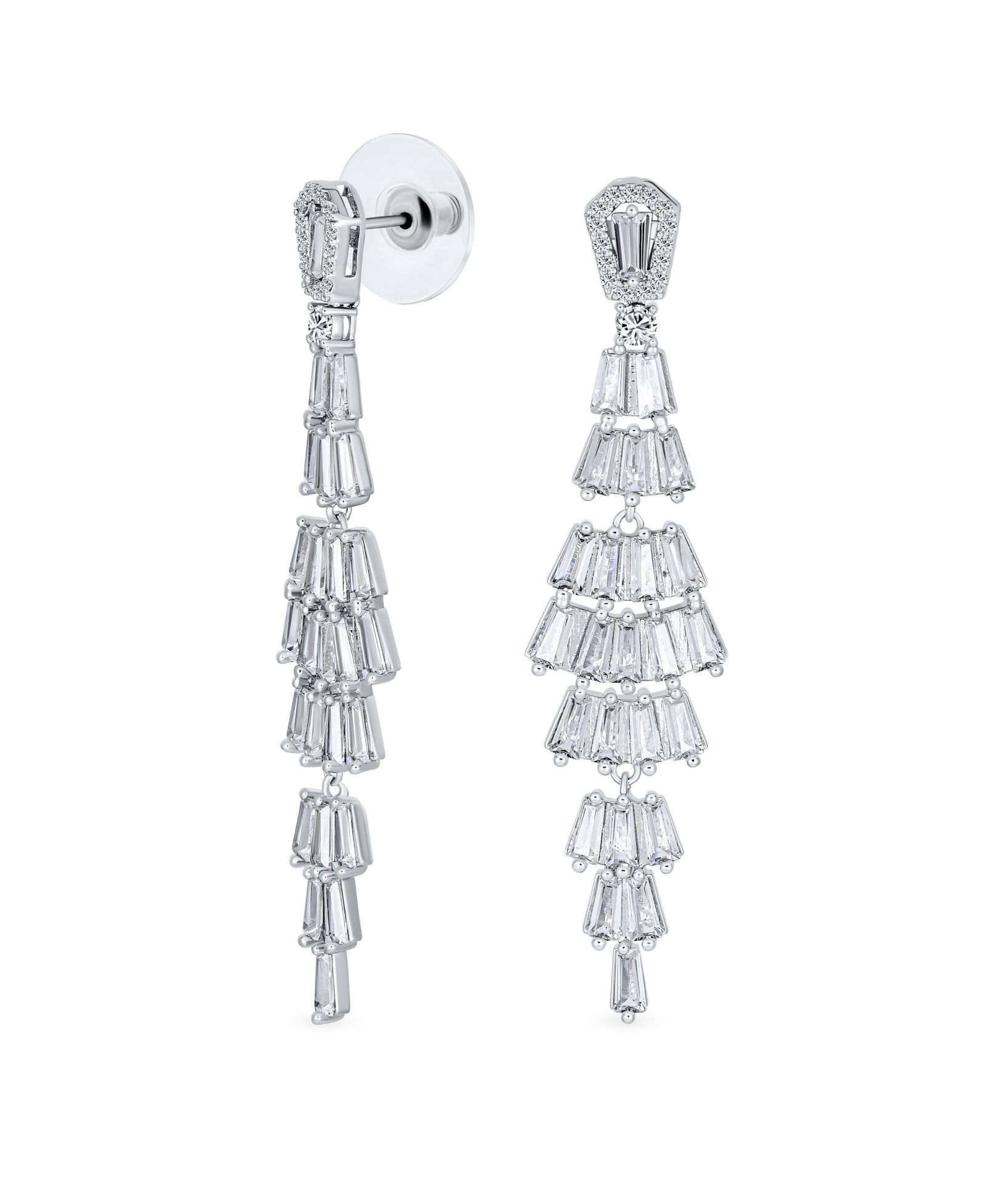 Серьги-хрусталики в стиле ар-деко с фианитами для невесты от Bling Jewelry