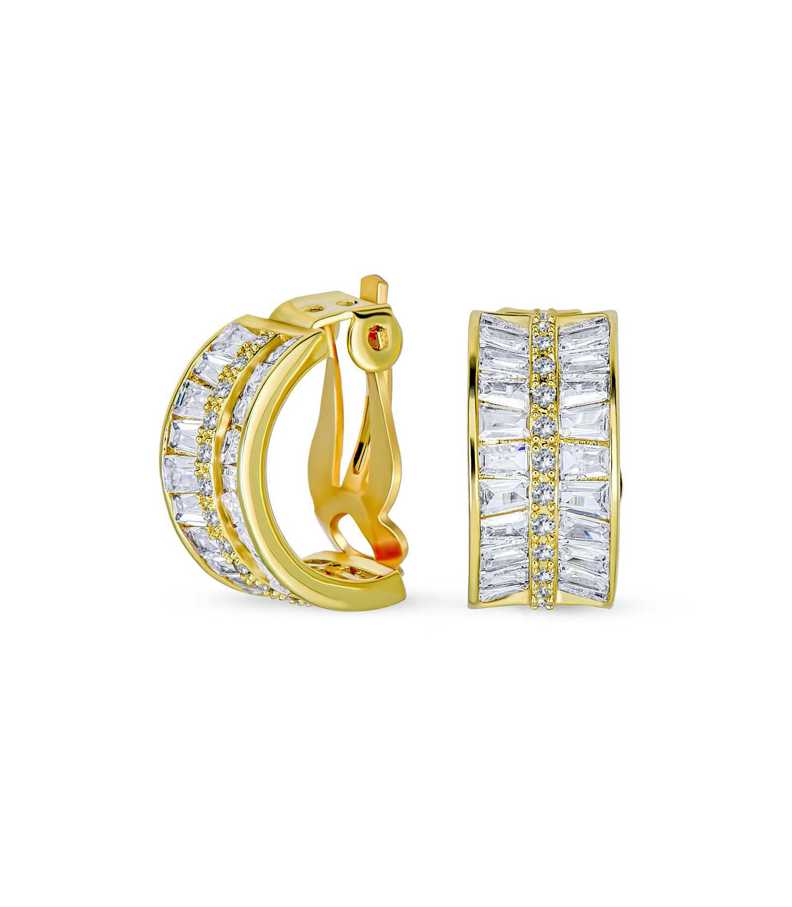 Серьги-клипсы Bling Jewelry в стиле ар-деко с фианитами