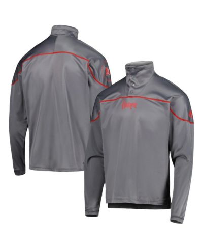 Adidas Men's Gray Nebraska Huskers AEROREADY Knit Quarter-Snap Jacket