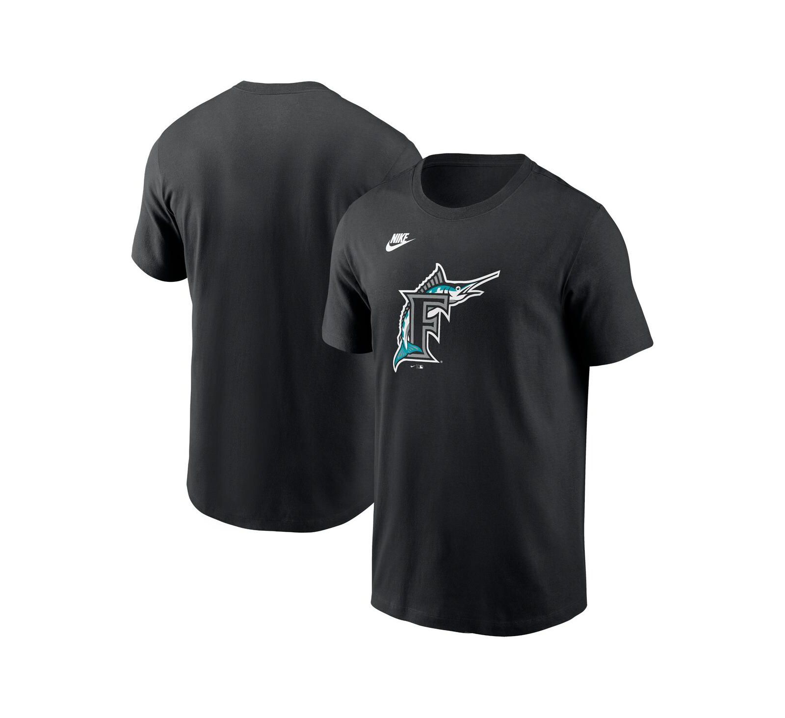 Мужская футболка Nike Black Florida Marlins Cooperstown Collection Team Logo
