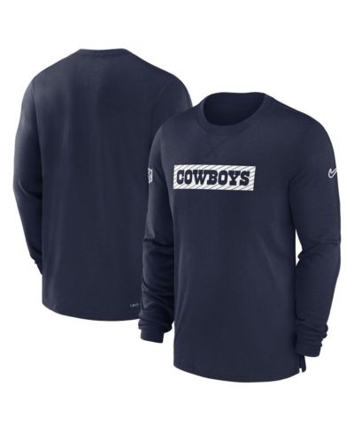 Мужской лонгслив Nike Dallas Cowboys 2024/25 Sideline Player Tri-Blend Performance темно-синий