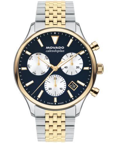 Мужские часы Movado Calendoplan Swiss Quartz Chrono Two-Tone Stainless Steel 43MM