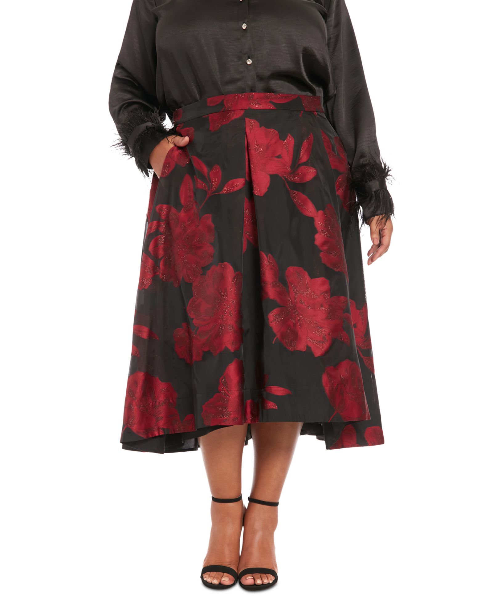 Женская плиссированная юбка Muse Plus Size Pleated Floral-Print Organza