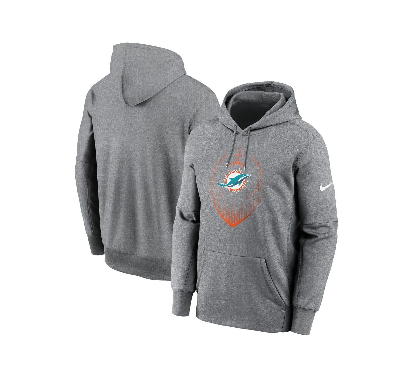 Nike Men's Heather Gray Miami Dolphins Icon Performance Pullover Hoodie