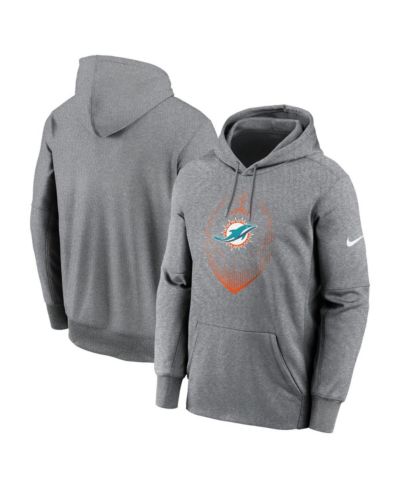 Nike Men's Heather Gray Miami Dolphins Icon Performance Pullover Hoodie