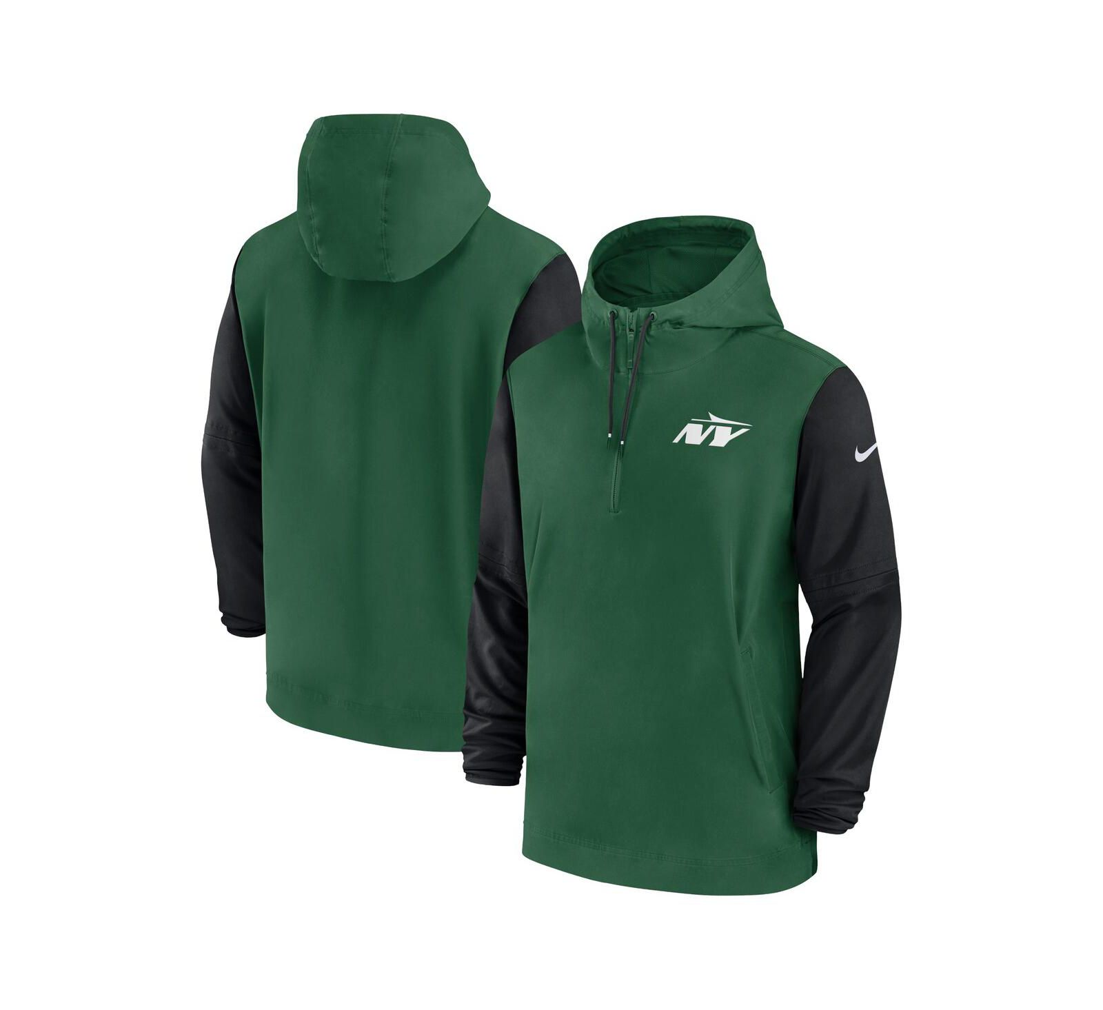 Nike Men's Green/Black New York Jets 2024/25 Sideline Pre-Game Player 1/2-Zip Hoodie Jacket