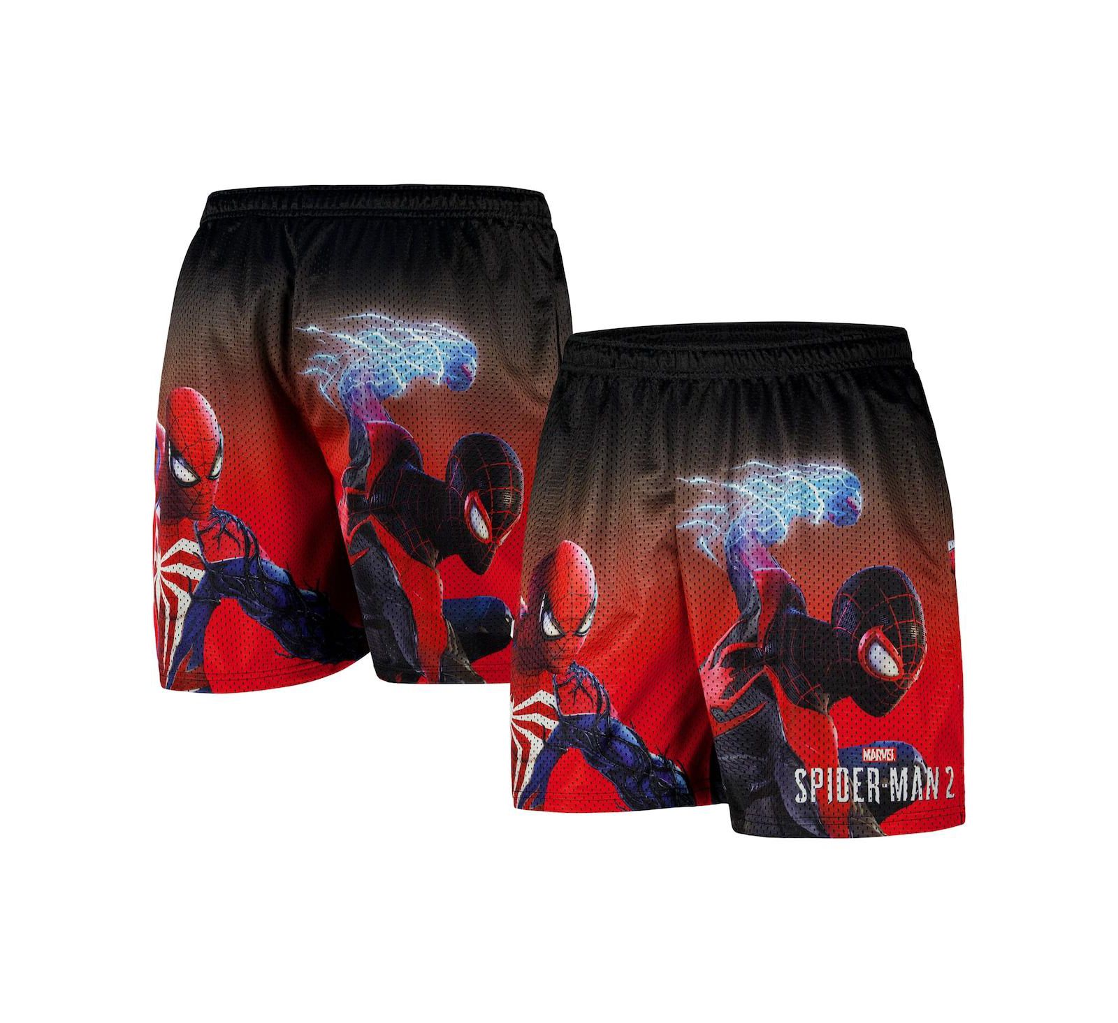 Chalk Line Men's Black Spider-Man Spider-Man 2 Poster Art Retro Shorts