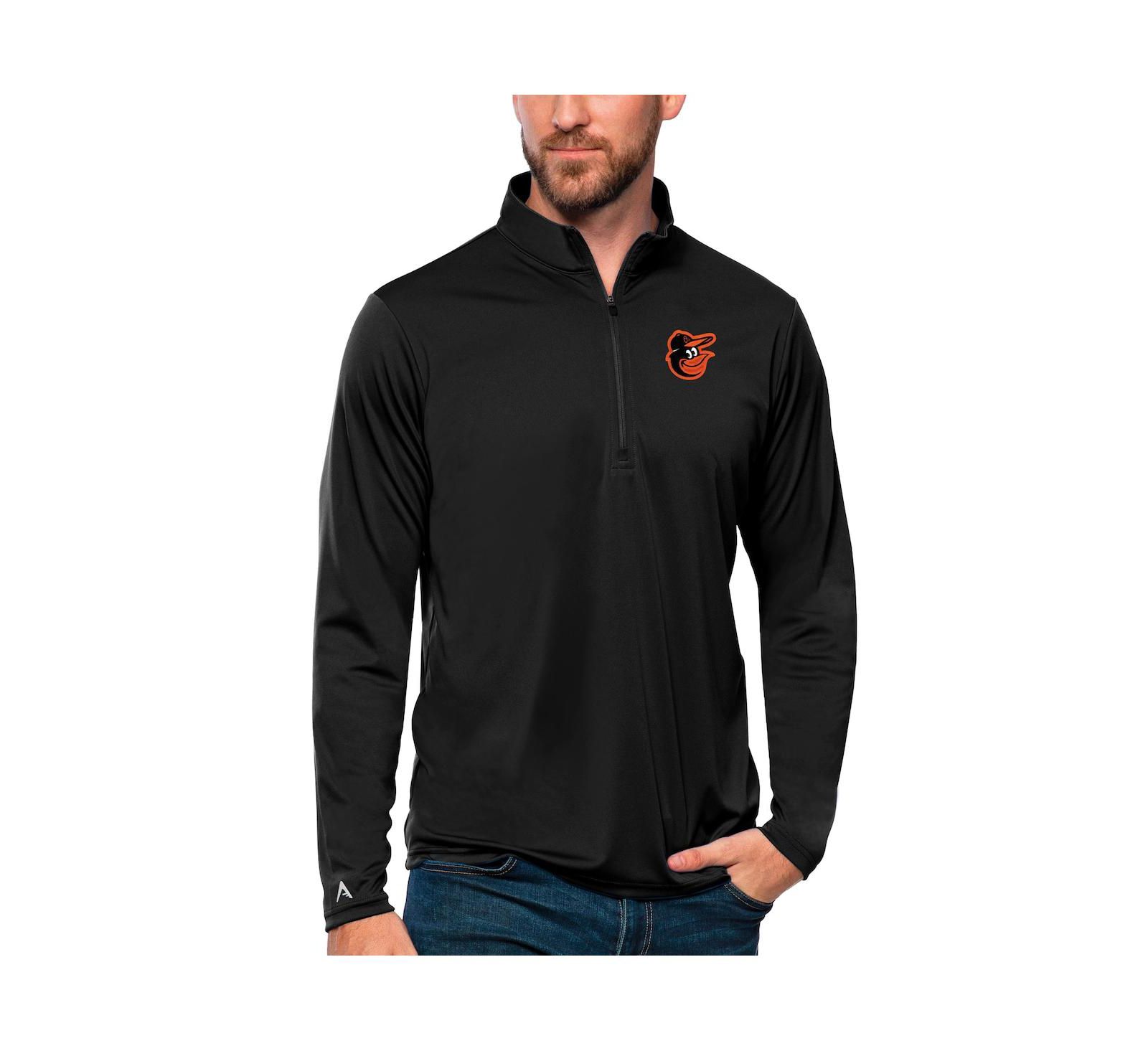 Мужской джемпер Antigua Black Baltimore Orioles Tribute Quarter-Zip Pullover