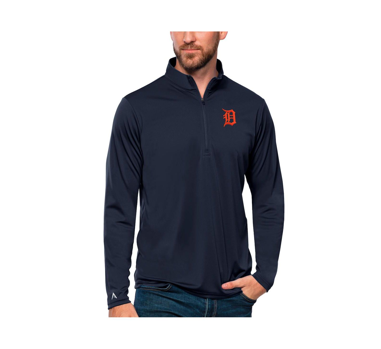 Мужской джемпер Antigua Navy Detroit Tigers Tribute Quarter-Zip Pullover Top