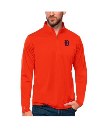 Antigua Men's Orange Detroit Tigers Tribute Quarter-Zip Pullover Top