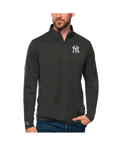 Antigua Men's Charcoal New York Yankees Tribute Quarter-Zip Pullover Top