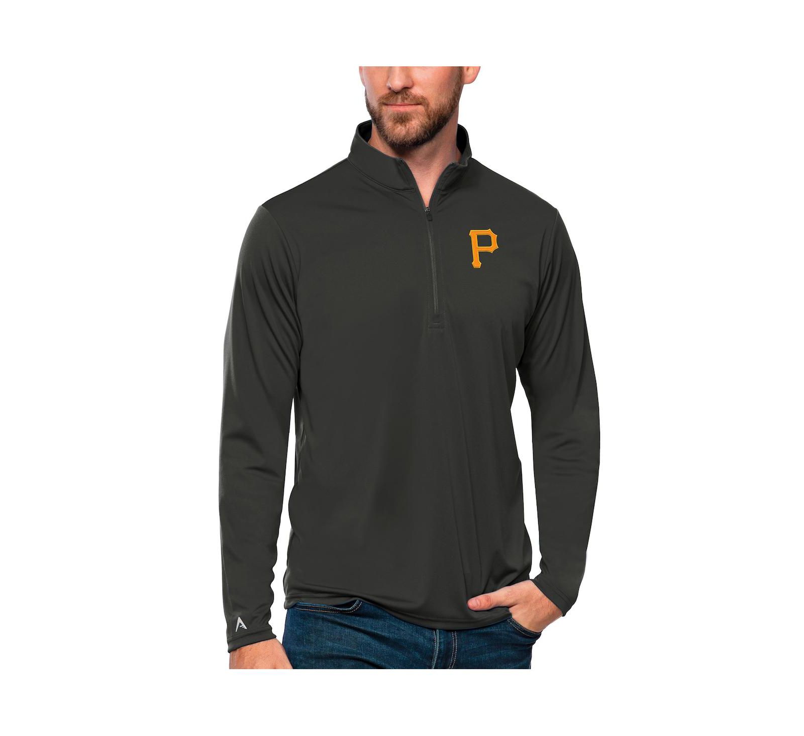 Мужская кофта Antigua Pittsburgh Pirates Tribute Quarter-Zip Pullover, Charcoal