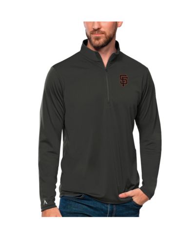 Antigua Men's Charcoal San Francisco Giants Tribute Quarter-Zip Pullover Top