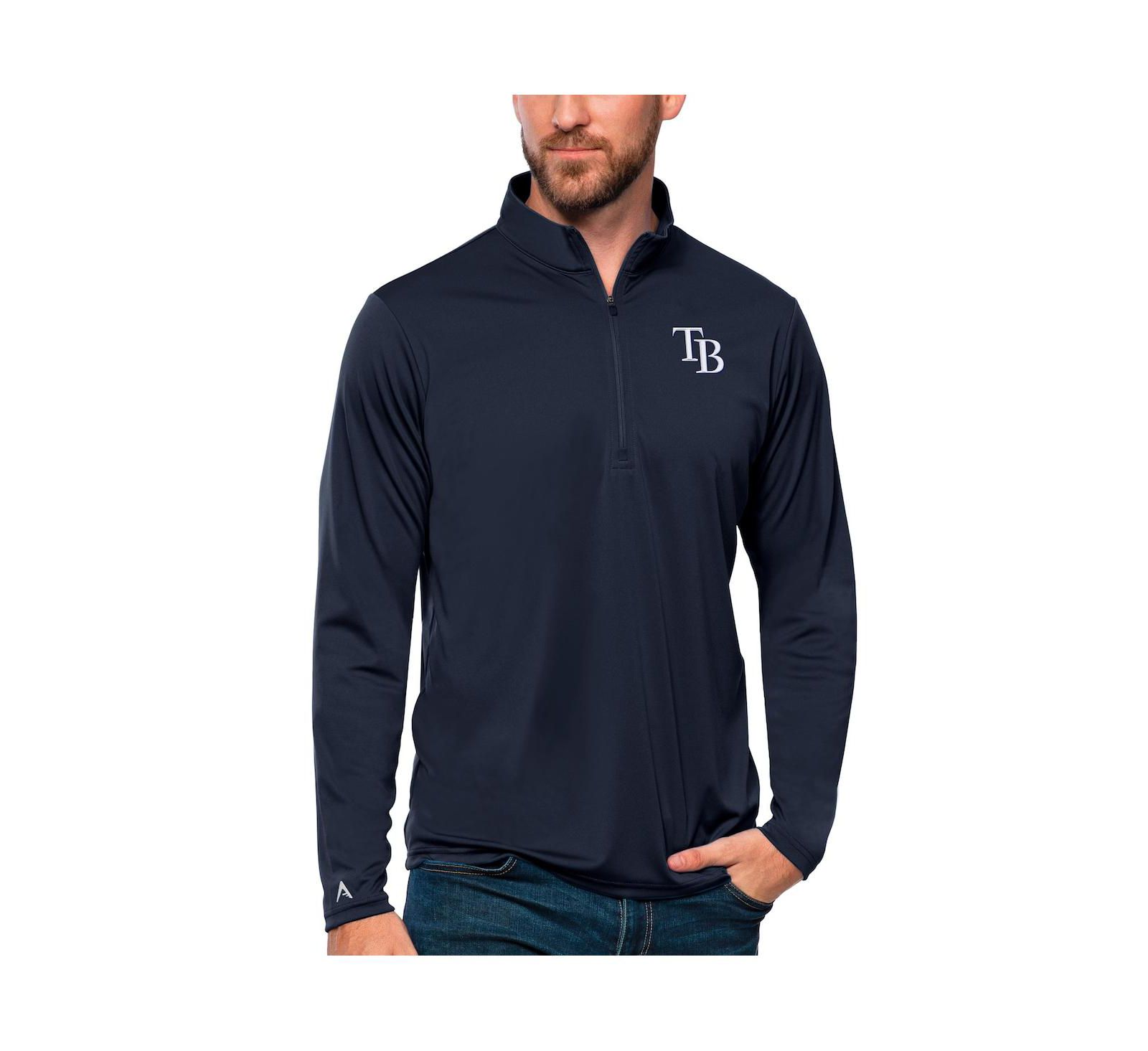 Antigua Men's Navy Tampa Bay Rays Tribute Quarter-Zip Pullover Top