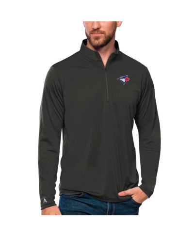 Мужская кофта Antigua Charcoal Toronto Blue Jays Tribute Quarter-Zip Pullover