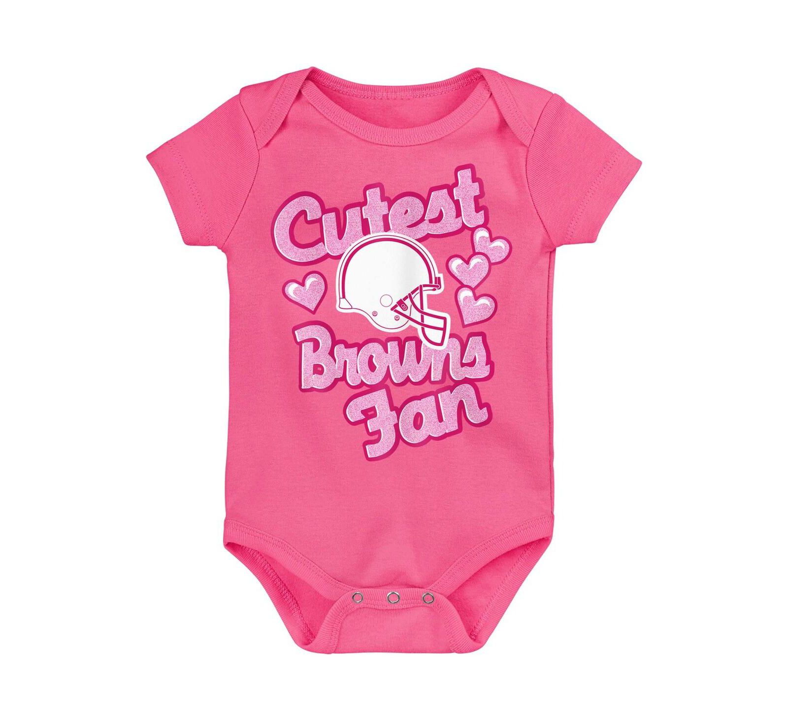 Боди Outerstuff Pink Cleveland Browns Cutest Fan Hearts для мальчиков и девочек