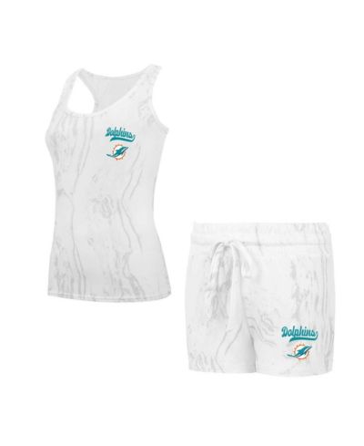Комплект Concepts Sport Women's Miami Dolphins Quartz Hacci Knit Tank Top Shorts Sleep Set