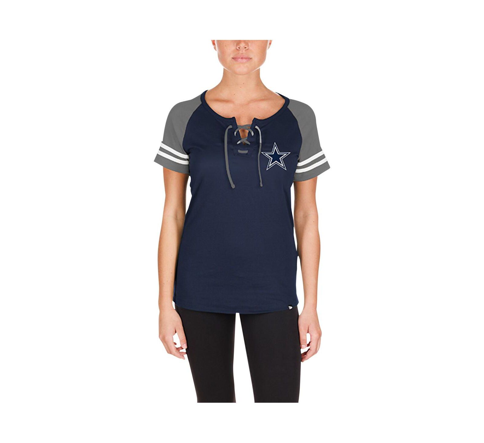 Женская футболка New Era Dallas Cowboys Lace-Up Raglan темно-синяя