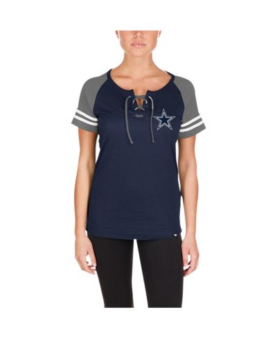 Женская футболка New Era Dallas Cowboys Lace-Up Raglan темно-синяя