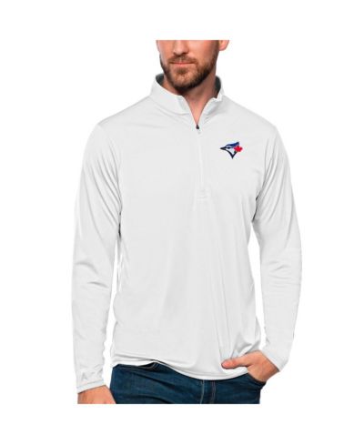 Мужской джемпер Antigua White Toronto Blue Jays Tribute Quarter-Zip Pullover