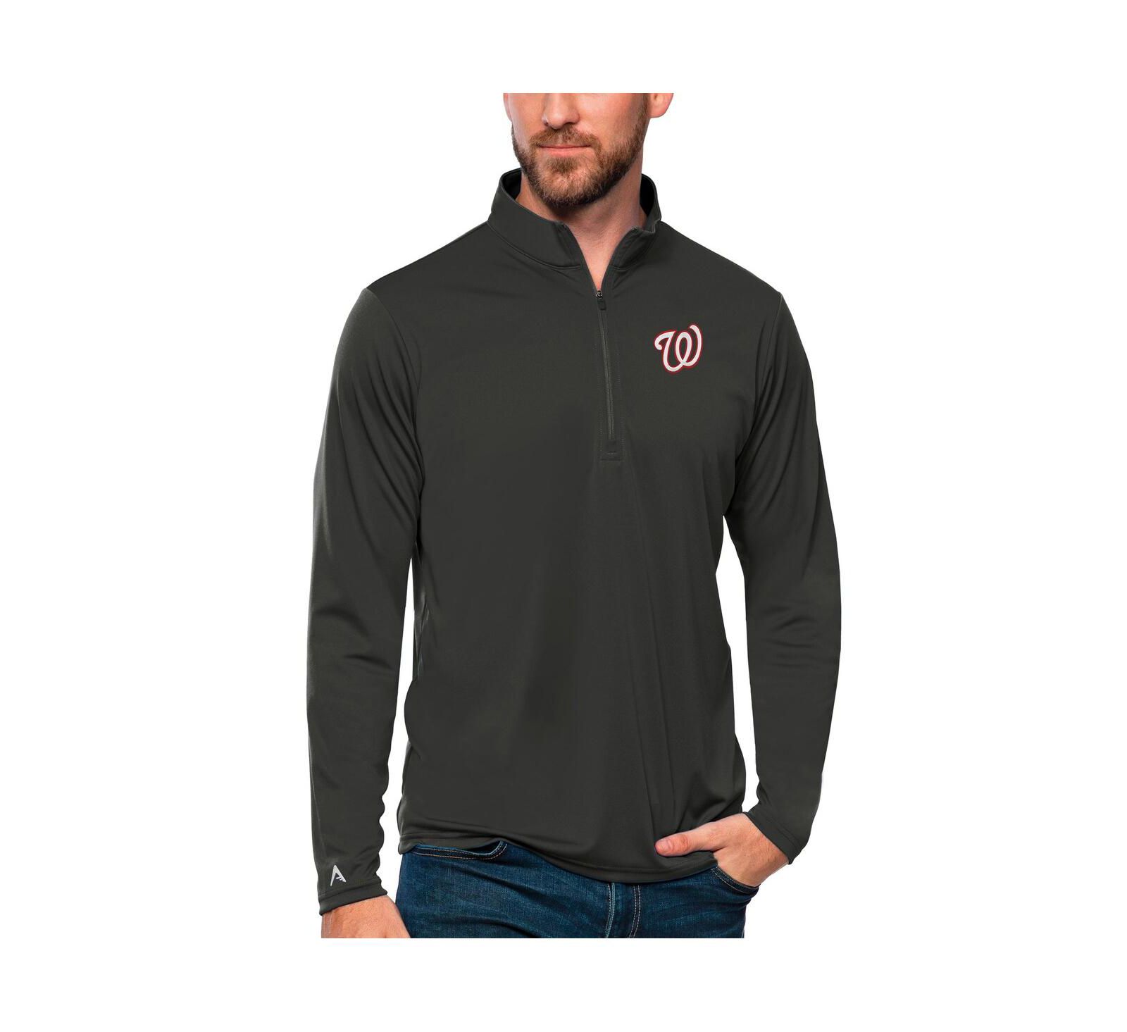 Мужской джемпер Antigua Charcoal Washington Nationals Tribute Quarter-Zip