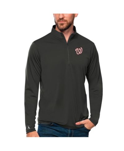 Мужской джемпер Antigua Charcoal Washington Nationals Tribute Quarter-Zip
