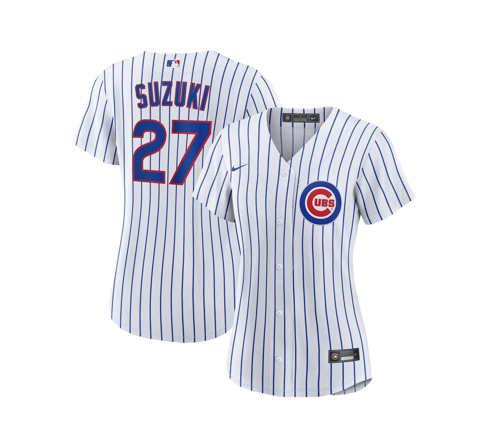 Женская реплика домашней джерси Chicago Cubs Nike с именем и фамилией Сейя Судзуки, белая